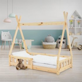 Kinderbett Tipi 70x140 cm aus Kiefernholz mit Rausfallschutz und Lattenrost Holzbett ML-Design Kinderbett Tipi 70x140 cm aus Kiefernholz mit Rausfallschutz und Lattenrost Holzbett ML-Design