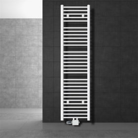 Badheizkörper Mittelanschluss 400x1800 mm Weiß gebogen mit Universale Anschlussgarnitur LuxeBath
