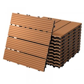 WPC Terrassenfliesen 30x30 cm 33er Set für 3m² Hellbraun in Holzoptik Balkon Bodenbelag mit Drainage und Klicksystem Terrassendielen Balkonfliesen