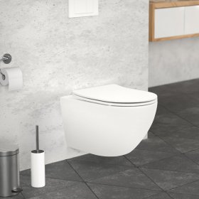 Wand-WC Hänge Toilette aus Keramik Weiß matt 54cm lang Spülrandlos mit Softclose Luxebath Wand-WC Hänge Toilette aus Keramik Weiß matt 54cm lang Spülrandlos mit Softclose Luxebath