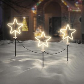 3er Set Gartenstecker Stern 58 cm für Innen & Außen Lichterkette für Weihnachten