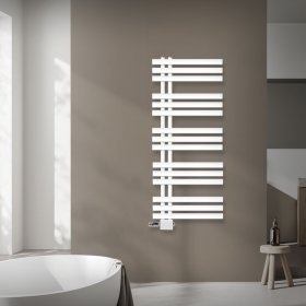 Badheizkörper Mittelanschluss 500x1200 mm Weiß mit Universal Thermostatventil LuxeBath