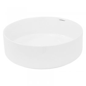 Waschbecken Rund ohne Überlauf Ø 35,5x12 cm Weiß aus Keramik LuxeBath