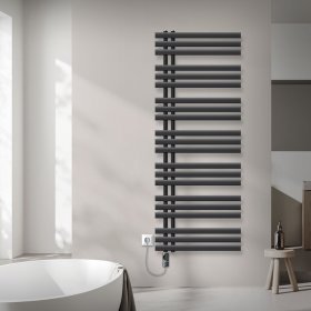 Badheizkörper Mittelanschluss 600x1600 mm Anthrazit mit Heizstab 900W LuxeBath