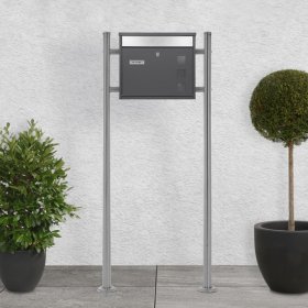 Standbriefkasten mit Zeitungsfach 36x31,5x11,5 cm Anthrazit aus Edelstahl ML-Design