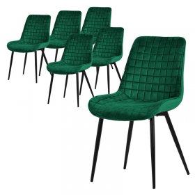 Esszimmerstuhl 6er Set Dunkelgrün mit Samtbezug und Stahlbeinen Küchenstuhl mit Rückenlehne ML-Design Esszimmerstuhl 6er Set Dunkelgrün mit Samtbezug und Stahlbeinen Küchenstuhl mit Rückenlehne ML-Design