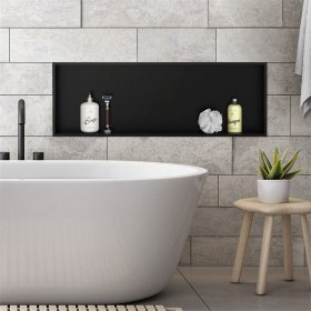Duschnische 90x30 cm Schwarz aus Edelstahl Wandnische Duschablage LuxeBath Duschnische 90x30 cm Schwarz aus Edelstahl Wandnische Duschablage LuxeBath