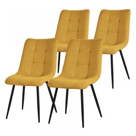 Esszimmerstühle 4er Set Senfgelb Küchenstuhl mit Polyesterbezug und Stahlbeinen ML-Design