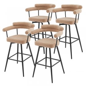 4er Set Barhocker 360° drehbar Braun 61x103x55 cm mit Arm-, Rückenlehne und Fußstütze bis 120 kg ML-Design 4er Set Barhocker 360° drehbar Braun 61x103x55 cm mit Arm-, Rückenlehne und Fußstütze bis 120 kg ML-Design