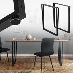 2 Stück Tischbeine B50xH71,5 cm Tischkufen rechteckige Form Stahl pulverbeschichtet Schwarz ML-Design