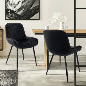 Esszimmerstuhl 2er Set Rauten Steppung Schwarz Samtbezug mit Metallbeinen inkl. Montagematerial ML-Design Esszimmerstuhl 2er Set Rauten Steppung Schwarz Samtbezug mit Metallbeinen inkl. Montagematerial ML-Design