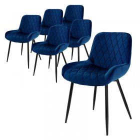 Esszimmerstuhl mit Rauten Steppung 6er Set Dunkelblau Samtbezug mit Metallbeinen inkl. Montagematerial ML-Design Esszimmerstuhl mit Rauten Steppung 6er Set Dunkelblau Samtbezug mit Metallbeinen inkl. Montagematerial ML-Design