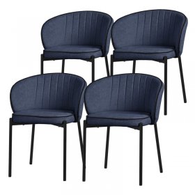 4er Set Esszimmerstühle mit Rücken- & Armlehne Dunkelblau mit Metallbeinen bis 120 kg ML-Design 4er Set Esszimmerstühle mit Rücken- & Armlehne Dunkelblau mit Metallbeinen bis 120 kg ML-Design