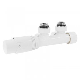Ventil-Armaturen Set Multiblock Weiß Eckform inkl. Thermostatkopf LuxeBath