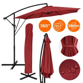Ampelschirm Ø 300 cm Rot 360° Alu Sonnenschirm mit Kurbel, Abdeckung & Ständer ML-Design Ampelschirm Ø 300 cm Rot 360° Alu Sonnenschirm mit Kurbel, Abdeckung & Ständer ML-Design