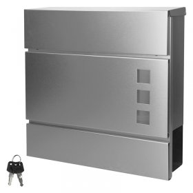 Briefkasten mit Zeitungsfach 37x10,5x36,5 cm Silber aus Edelstahl