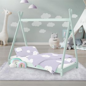 Kinderbett Tipi 70x140 cm Minze aus Kiefernholz Holzbett mit Lattenrost ML-Design