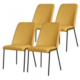 Esszimmerstühle 4er Set Senf mit Rückenlehne, Polsterstühle für Esszimmer & Küche ML-Design