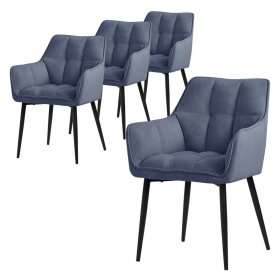 Esszimmerstuhl 4er Set Blau aus Frotteestoff mit dickem gepolsterter Sitz ML-Design Esszimmerstuhl 4er Set Blau aus Frotteestoff mit dickem gepolsterter Sitz ML-Design