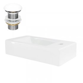 Waschbecken inkl. Ablaufgarnitur Weiß ohne Überlauf 46x26x11 cm Weiß aus Keramik LuxeBath