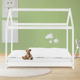 Kinderbett Hausbett 80x160 cm Weiß aus Kiefernholz Holzbett mit Dach und Lattenrost ML-Design Kinderbett Hausbett 80x160 cm Weiß aus Kiefernholz Holzbett mit Dach und Lattenrost ML-Design