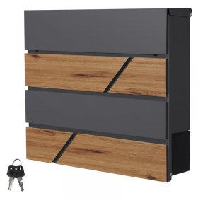 Briefkasten mit Zeitungsfach 37x36,5x11 cm Anthrazit/Holzoptik aus Stahl ML-Design Briefkasten mit Zeitungsfach 37x36,5x11 cm Anthrazit/Holzoptik aus Stahl ML-Design