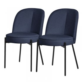 Esszimmerstühle 2er Set Dunkelblau mit Rückenlehne, Polsterstühle für Esszimmer & Küche ML-Design