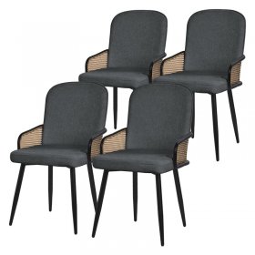Esszimmerstühle 4er Set Anthrazit mit Arm- & Rückenlehne, Polsterstühle für Esszimmer & Küche ML-Design