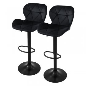 Barhocker 2er Set Schwarz Samtbezug mit Rückenlehne und Fußstütze höhenverstellbar 59-79cm ML-Design Barhocker 2er Set Schwarz Samtbezug mit Rückenlehne und Fußstütze höhenverstellbar 59-79cm ML-Design