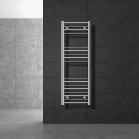 Elektrischer Badheizkörper mit Heizstab 1200W 400x1200 mm Chrome gerade Seitenanschluss & Thermostat Digitalanzeige LuxeBath