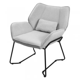 Loungesessel mit Armlehnen Hellgrau Relaxsessel mit Leinenbezug ML-Design