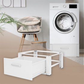 Waschmaschinen Untergestell Unterschrank 63x54x31 cm mit Schublade in Weiß ML-Design Waschmaschinen Untergestell Unterschrank 63x54x31 cm mit Schublade in Weiß ML-Design
