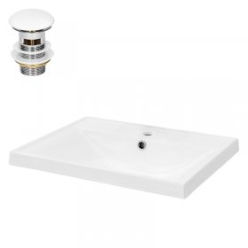 Waschbecken inkl. Ablaufgarnitur Weiß mit Überlauf 51x41,5x15,5 cm Weiß aus Keramik LuxeBath Waschbecken inkl. Ablaufgarnitur Weiß mit Überlauf 51x41,5x15,5 cm Weiß aus Keramik LuxeBath