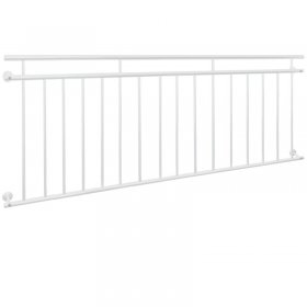 Französischer Balkon Weiß 90x225 cm mit 16 Füllstäben aus pulverbeschichtetem Stahl
