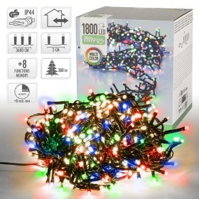 LED Clusterlichterkette bunt 36m mit 1800 Multi Color LEDs 8 Leuchtmodi mit Timerfunktion Spritzwassergeschützt