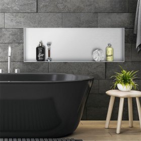 Duschnische 90x30 cm Silber aus Edelstahl Unterputz Rahmen Wandnische Duschablage LuxeBath Duschnische 90x30 cm Silber aus Edelstahl Unterputz Rahmen Wandnische Duschablage LuxeBath