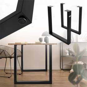 2er Set Tischgestell B70xH74 cm in U-Form Metall Schwarz ML-Design