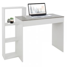 Schreibtisch mit Regal 110x72x40 cm Weiß/Beton-Optik aus Holz ML-Design
