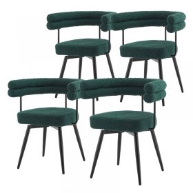 4er Set Esszimmerstühle 360° drehbar in Dunkelgrün Teddy-Stoff mit Arm- und Rückenlehnen Küchenstuhl ML-Design 4er Set Esszimmerstühle 360° drehbar in Dunkelgrün Teddy-Stoff mit Arm- und Rückenlehnen Küchenstuhl ML-Design