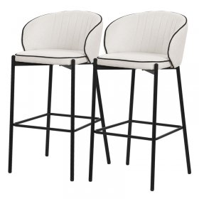 Barhocker 2er Set Beige 50x101x54 cm mit Rückenlehne und Fußstütze bis 120 kg ML-Design