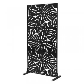 Metall-Sichtschutz Roma Schwarz 90x180 cm aus Stahl Raumteiler mit 3 Paneele Trennwand erweiterbar mit Ständer ML-Design