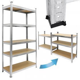 Werkstattregal 200x100x50 cm Silber aus MDF und Metall belastbar bis 750 kg