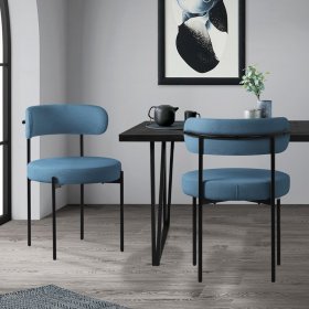 Esszimmerstuhl 2er Set mit Teddystoff mit Rückenlehne Blau Küchenstuhl ML-Design Esszimmerstuhl 2er Set mit Teddystoff mit Rückenlehne Blau Küchenstuhl ML-Design
