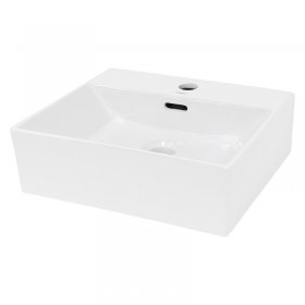 Waschbecken Eckig mit Überlauf 41,5x36x13 cm Weiß aus Keramik LuxeBath