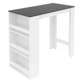 Bartisch mit 3-stufigem Regal 117x106x57 cm Weiß/Schwarz aus Holz ML-Design