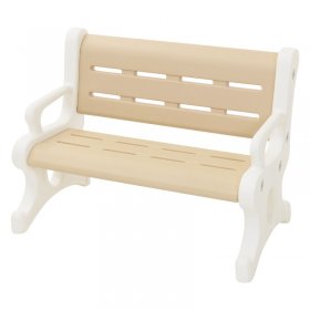 Kindersitzbank Outdoor aus Kunststoff, Sitzbank für Kinder ab 3 Jahre, 81,5x59,5x48 cm Braun-Weiß, Kinderbank Joyz