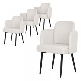 4er Set Esszimmerstühle mit Rücken- & Armlehne Beige mit Metallbeinen bis 120 kg ML-Design