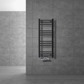 Badheizkörper Mittelanschluss 300x800 mm Anthrazit gerade mit Wand Anschlussgarnitur LuxeBath