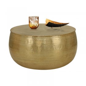 Couchtisch Ø 90x45 cm Gold aus Aluminium in Hammerschlag Optik WOMO-Design