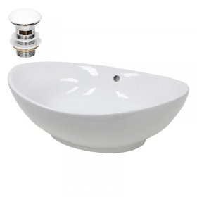 Waschbecken inkl. Ablaufgarnitur Weiß mit Überlauf 59x39x20 cm Weiß aus Keramik LuxeBath Waschbecken inkl. Ablaufgarnitur Weiß mit Überlauf 59x39x20 cm Weiß aus Keramik LuxeBath